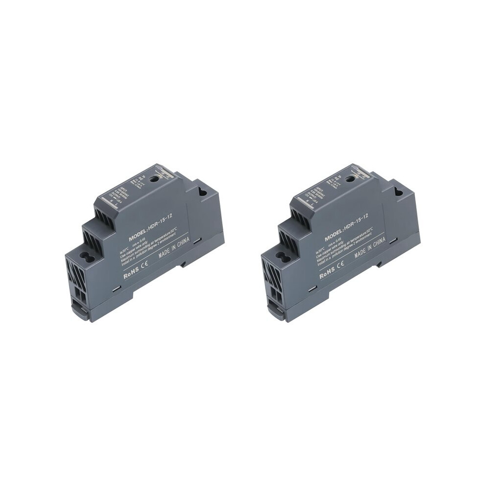 2X Din Rail Power Supply 12V 1.25A 15W, Input 100-240V Ac 50/60Hz Din Rail Transformer 6033340181416