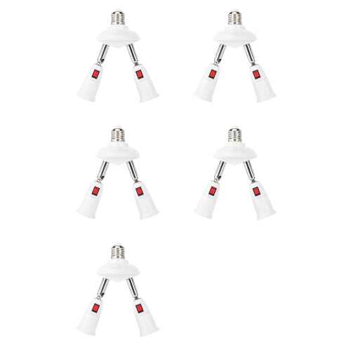 5X 360 Degree Adjustable - 2 in 1 E27 Splitter Socket Adapter. E27 Standard LED Bulb Socket Adapter