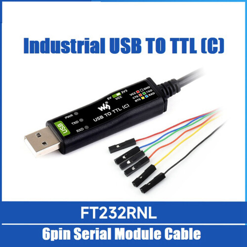 2X Waveshare Industrial USB to TTL (C) 6pin Serial Module Cable FT232RNL for Raspberry Pi 5 Serial Port Debugging Module