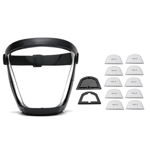 3X Work Protection Mask Full Face Protector Shield Transparent Facial Protector Face Dustproof with 30 Filter Black 1