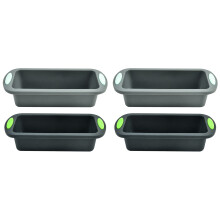 4X Silicone Loaf Pan for Baking Bread, Meatloaf, Cake, Non-Stick Reusable Rectangle Molds with Easy Grab Handles