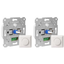 2X LED-Dimmerschalter 230 V für Dimmbare LEDs/Halogenlampen 5-200 W mit Weißer Abdeckplatte