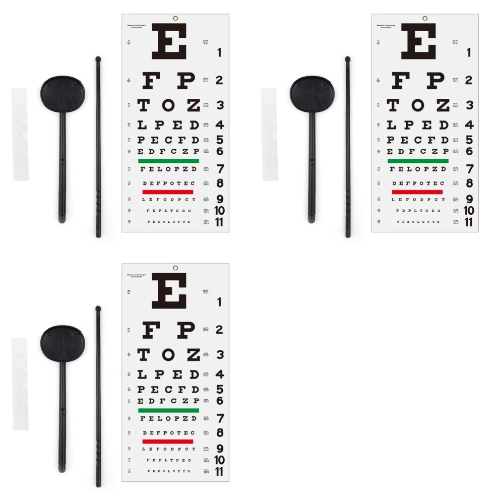 3X Eye Chart, Eye Chart No Fading for School Home Physical Examination Center Visual Acuity Measuring Educational