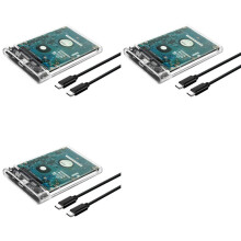 3pcs 2.5 Inch HDD SSD Case to USB 3.1 Type C 4TB Transparent External Hard Drive Housing Compatible UASP III
