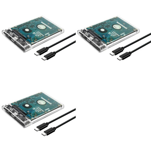 3X Caixa de Disco Rígido Externo Transparente de 2,5 Polegadas  para USB 3.1 Tipo C 4 TB Compatível com Laptop UASP  III 1