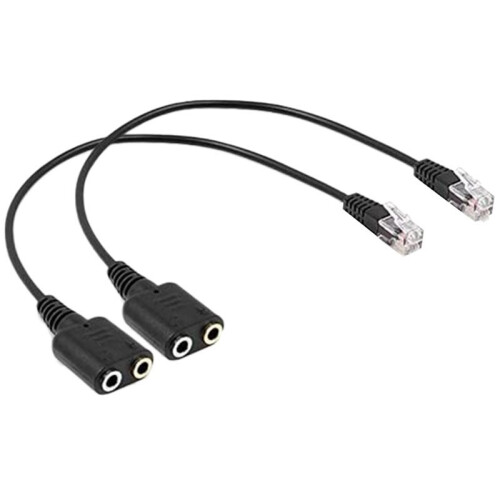 8X Headset Adapter RJ9 Plug Dual 3.5 mm Audio Socket Socket to Plug RJ9 Plug Adapter Converter Cable for Telephone 2