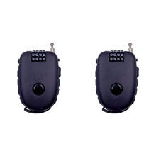 2X Cable Combination Padlock, Ski Lock, Stroller Lock, Cable Lock, 90cm / 2.4mm (Diameter) Steel Retractable Cable