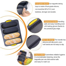 3X Silicone Loaf Pan Baking Pan for Baking French Baguettes/Hot Dog Buns,Nonstick &Easy Clean&Heat Resistant,Grey