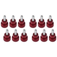 12Pcs M4x10mm Threads High -Knurled Thumb Screws Knobs Aluminum Alloy Red Knurled Shoulder Flat Tip Thumbscrew