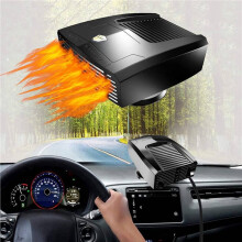 2X Car Heater, 12V 180W Portable Heater Fan Windshield Defogger and Defroster Heating & Cooling Fan Rotary Base (Black)
