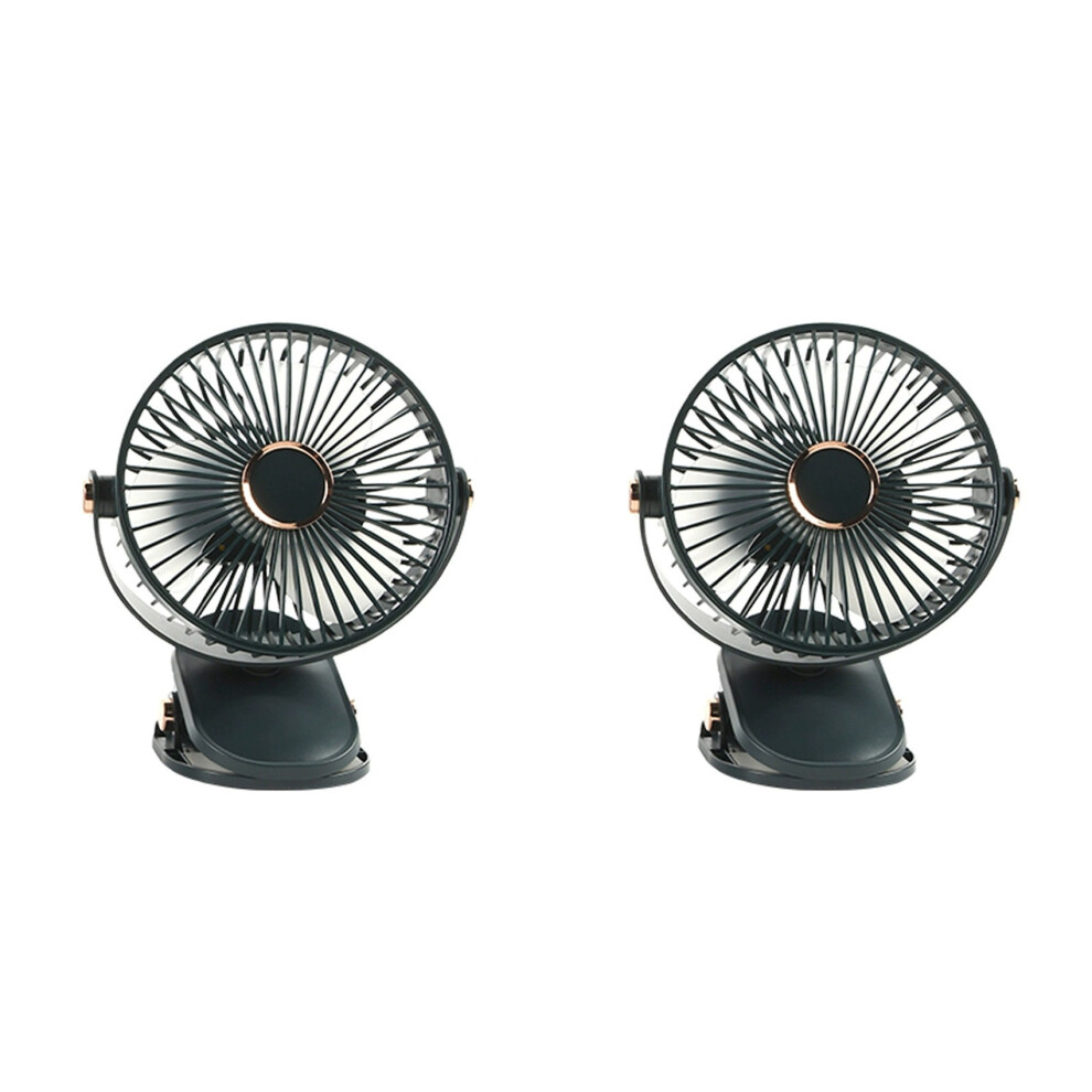 2X Rechargeable Clip Fan With Led Lights Usb Rechargeable Desk Fan 360 Rotation For Home Office Camping 6031732489249