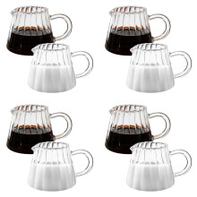8 Pcs Glass Pitcher, Wave Shaped Glass Creamer Pitcher, Glass Tea Pitcher, Coffee Milk Creamer Pitcher, Milk Frothing