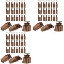 120 Pieces Wood Keychain Blanks with Leather Straps, Blank Leather Keychains for Engraving, for DIY Various Key Tags