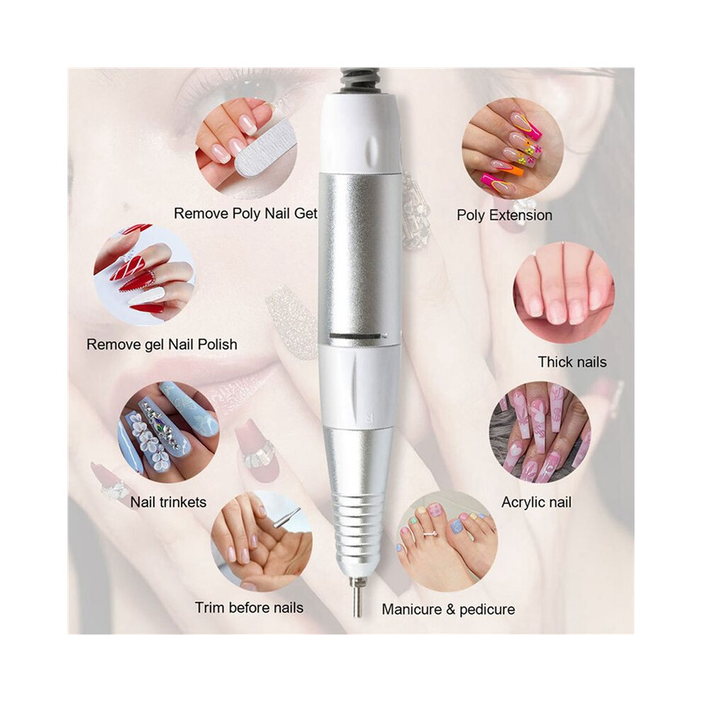 2X Professional Electric Nails Drill Handle Nails Art Drill Handpiece File Grind Machine Manicure Drill  Plug