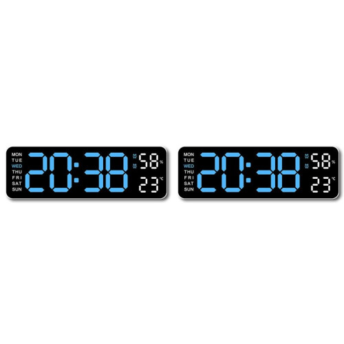 2X Large Digital Wall Clock Temperature and Humidity Week Display Electronic LED Table Alarm Clock 12/24H