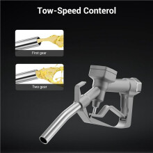 2pcs 3/4inch NPT Manual Fuel Nozzle with 2-Speed Padlock, 26 GPM Max Flow Rate, Gas Pump Nozzle with 15/16in Spout