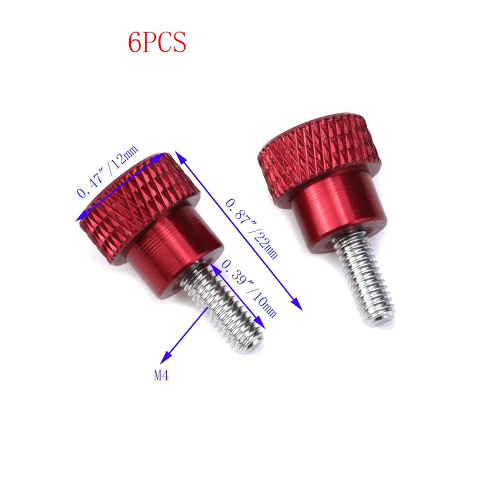 12Pcs M4x10mm Threads High -Knurled Thumb Screws Knobs Aluminum Alloy Red Knurled Shoulder Flat Tip Thumbscrew 6033176596088