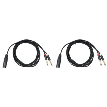 2X XLR Male to Dual 6.35mm Plug Audio Microphone Cable Microphone Cable Adapter Y-Splitter 1m