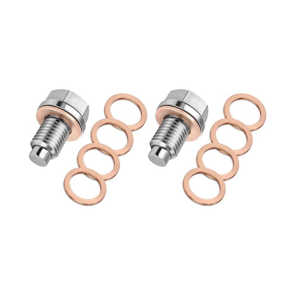 2 Set M14x1.5 Magnetic Stainless Steel Oil Pan Drain Nut Bolt With Copper Crush Washer Anti Leakage For Cars,Motorcycles 6034019146804