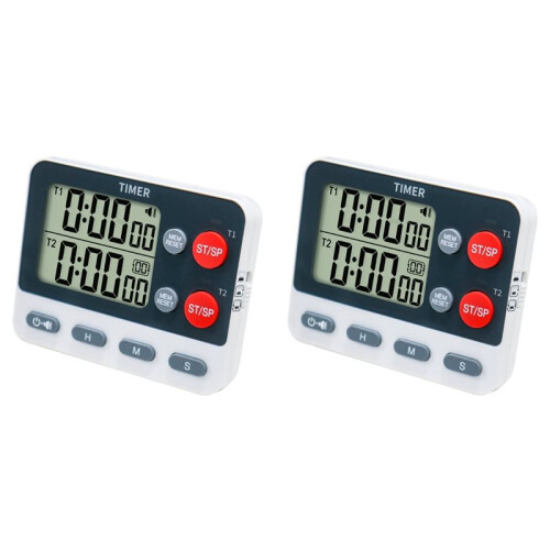 2X Digital Kitchen Dual Group Cycling Timer Three Timing Options,Mute/Turn Off Memory Function Timer