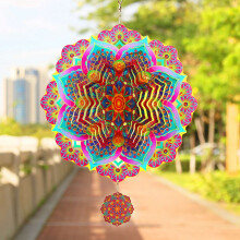 2X Mandala Wind Spinner Metal 3D Rotating Windchimes Luxury Art Garden Hanging Outdoor Decoration Wind Spinners