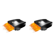 2X Autoverwarmer, 12V 180W Draagbare Verwarmer Ventilator Voorruit Ontwaseming en Ontdooier Verwarmings- en Koelventilator Roterende Basis (Zwart)
