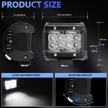 4x LED-Lichtleiste, LED-Lichtpods, 4 Zoll, 60 W, 6000 Lm, LED-LKW-Arbeitsscheinwerfer, Spotlichter, LED-Pods für Boot-Pickup, ATV, UTV, Wohnmobil