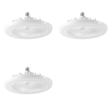 3X Ceiling Fan with Lights ,E27 Enclosed Low Fan Light Electric Fandelier with Remote Control Three Colors