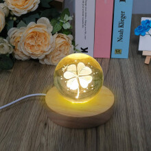 20 Pcs Wooden LED Display Bases Round Wood Display Lighted Bases for Glass Art LED Lighted Display Stand Bases