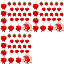 72 Stuks Schattige Aardbeien Sleutelhangers, Pluche Hanger, Pluche Gevulde Kawaii Bedel, Goodiebag voor Aardbeienfeestgunst