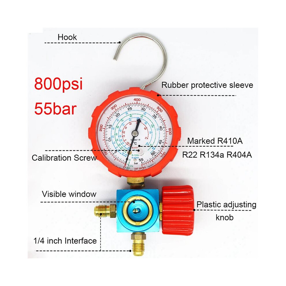 3X 800Psi Refrigerant Manometer Air Condition Pressure Gauge Manometer Valve Manometro For R410a R22 R134a R404a 6033360469990