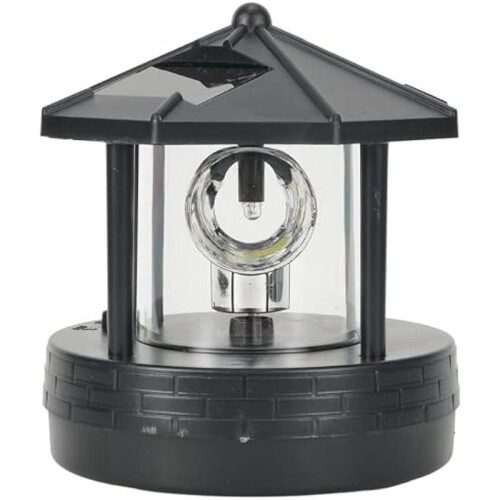 2X LED Solar Powered Lighthouse,360 Degree Rotating Lamp LED Solar Lighthouse Landscape Path Lights B 2