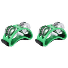 2X Powerful Sound Foot Tambourine Adjustable Foot Tambourines with Musical Instrument for Performance Singing Green