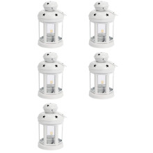 5X Vintage Metal Hanging Candle Lanterns ,Tealight Holder,Candlestick for Wedding,Home,Birthday Parties Gift -White