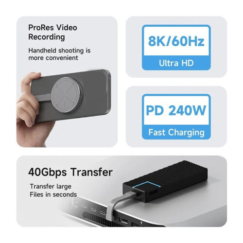 2X 90 Degree Elbow Data Cable TYPE-C to TYPE-C Full-Function Connection Magnetic Hard Disk Box M2 240W 2