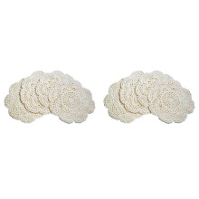 8PCS 8.6 Inch Doilies Crochet Round Lace Doily Handmade Placemats Cotton Crocheted Coasters (Beige)