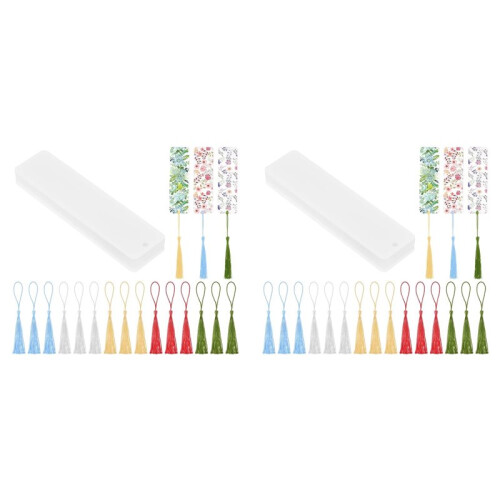30 Pieces Blank Clear Acrylic Bookmarks with Hanging String, Clear Acrylic Bookmarks with Hanging String