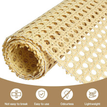 4pcs 80-Inch Long (6.6 Ft) Rattan Webbing Rolls 16-Inch Wide Natural Rattan Webbing for Furniture,Chairs, Cabinets
