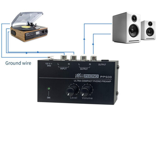 2X PP500 Record Player Preamplifier Vinyl Turntable Amplifier Preamplifier Turntable Volume Control Amplifier UK Plug