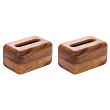 2X Wooden Tissue Boxes Bread-Shaped Tissue Storage Box Napkin Case Tissue Holder Napkin Holder Ornaments Crafts