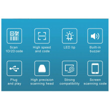 5X Universal 1D/2D USB Wired Barcode Scanner Handheld QR Codes Reader Mobile POS Plug and Support Logistic Store