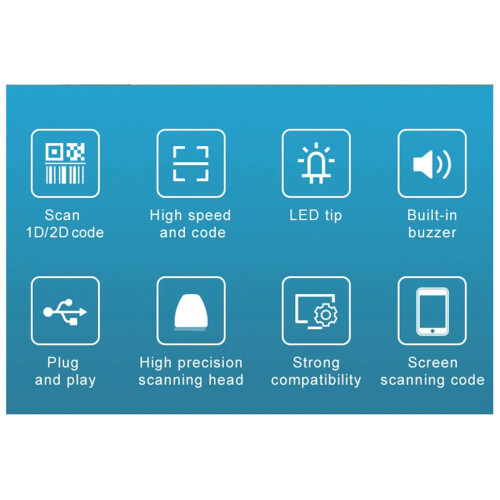 5X Universal 1D/2D USB Wired Barcode Scanner Handheld QR Codes Reader Mobile POS Plug and  Support Logistic Store