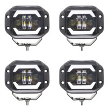 4pcs 5 Inch Car LED Work Lights Angel Eyes Square Spotlights Front Bumper Mesh Fog Lights Suitable for Wranglers