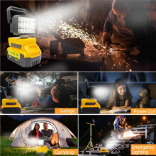 2X 18 Beads LED Work Light Torch Flashlight Lantern Camping Emergency Lighting for 18V 20V Li-Ion Battery DCB183