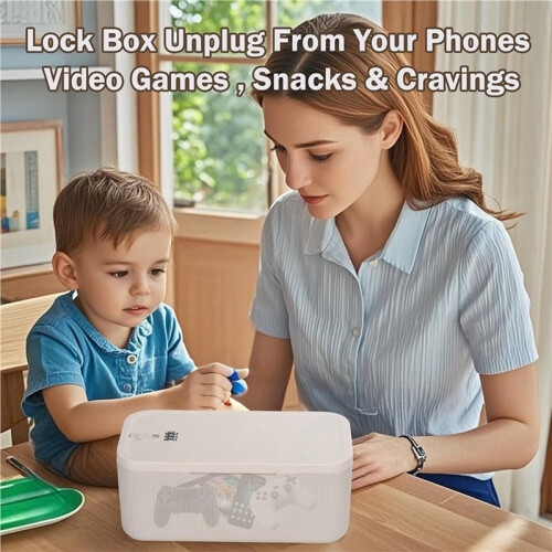 2X Lockable Storage Box, Locking Medicine Box, Cell Phone Locked Jail, Containers Bin Beige