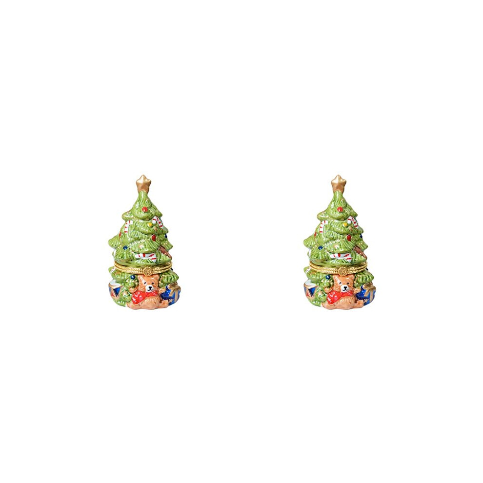 Semoic 2X Green Trinket Box Ornaments Xmas-Tree Jewelry Box Ring Holder Organizer Display Jewelry Holder
