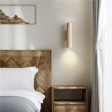 2X Wood LED Wall Lights Bedroom Bedside Lamp Sconce Nordic Modern Simple Yellow Travertine Bathroom Stair Mirror Light