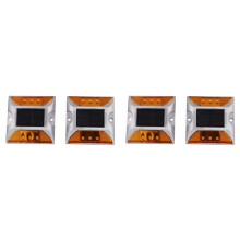4x Solar Cast Aluminum Buried Flashing Road Warning Lights Night Flashing Obstacle Lights for Highways and Lanes Lights