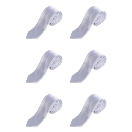 6X Polyesterue45cm Krawatte Schlips 2 Zoll Schmal Weiss Unisex