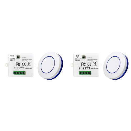 2X RF 433MHz Wireless Light  220V 110V 10A Relay Receiver  Round Button Wall Panel  Remote Control